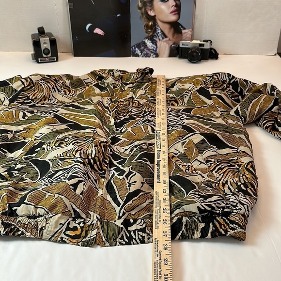 Vintage Atlantic Beach 100% silk tropical and tiger print bomber jacket set - Picture 12 of 14